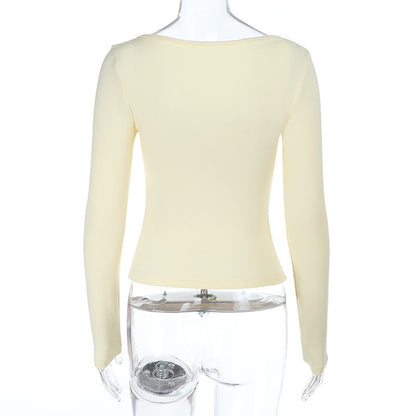 Lace hem long sleeve solid top  | Festival Outfits Women