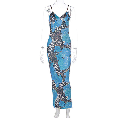 V neck flower print backless cami maxi dress  | Festival Outfits Women