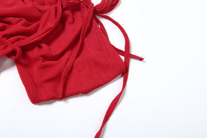 Self tie backless ruched mesh top  | Festival Outfits Women