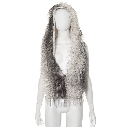 Hoodie fluffy self tie v neck backless top  | Festival Outfits Women