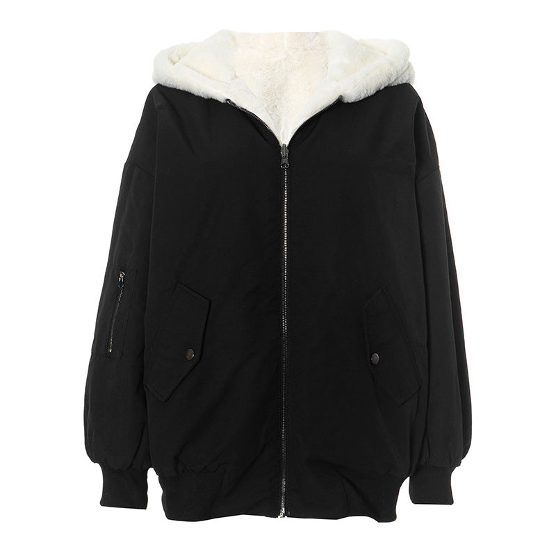 Long sleeve hoodie fluffy 2-way pocket zip-up coat top  | Festival Outfits Women
