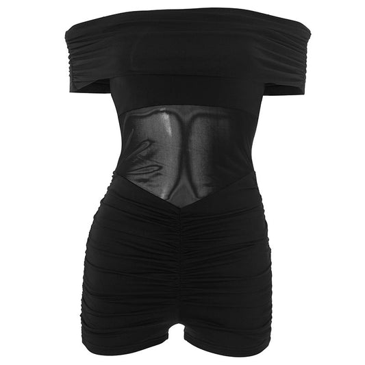 Off shoulder ruched solid romper  | Festival Outfits Women