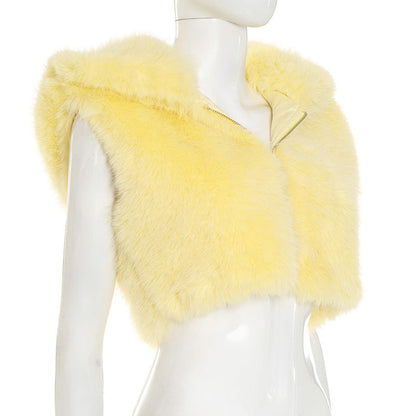 Hoodie sleeveless zip-up fluffy top  | Festival Outfits Women