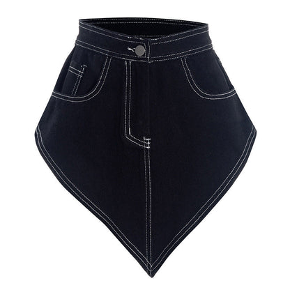 Denim stitch button mini skirt  | Festival Outfits Women