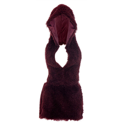 Hoodie backless self tie fluffy mini skirt set  | Festival Outfits Women