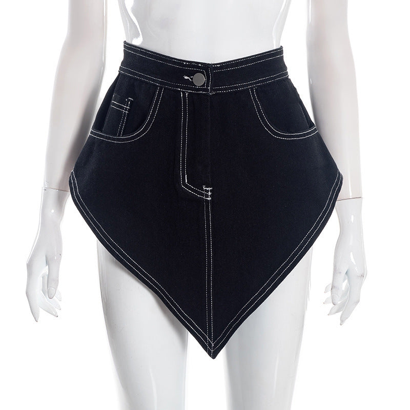 Denim stitch button mini skirt  | Festival Outfits Women