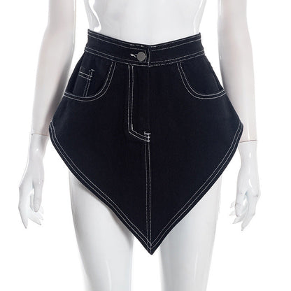 Denim stitch button mini skirt  | Festival Outfits Women