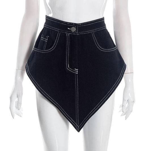 Denim stitch button mini skirt  | Festival Outfits Women