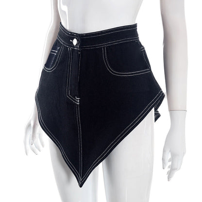 Denim stitch button mini skirt  | Festival Outfits Women