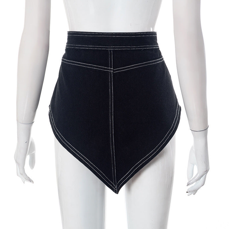 Denim stitch button mini skirt  | Festival Outfits Women