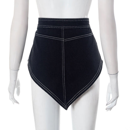 Denim stitch button mini skirt  | Festival Outfits Women