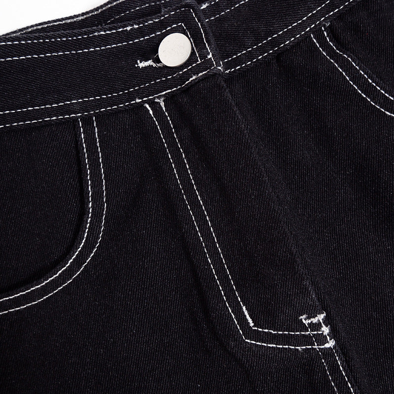 Denim stitch button mini skirt  | Festival Outfits Women