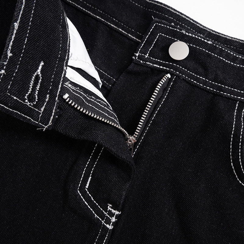 Denim stitch button mini skirt  | Festival Outfits Women