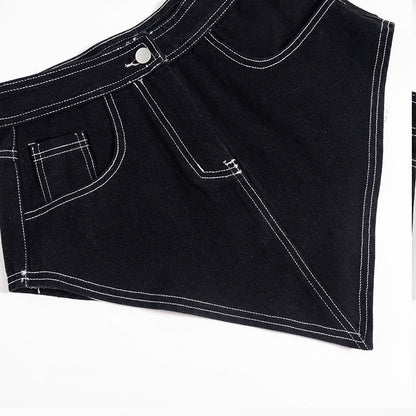 Denim stitch button mini skirt  | Festival Outfits Women
