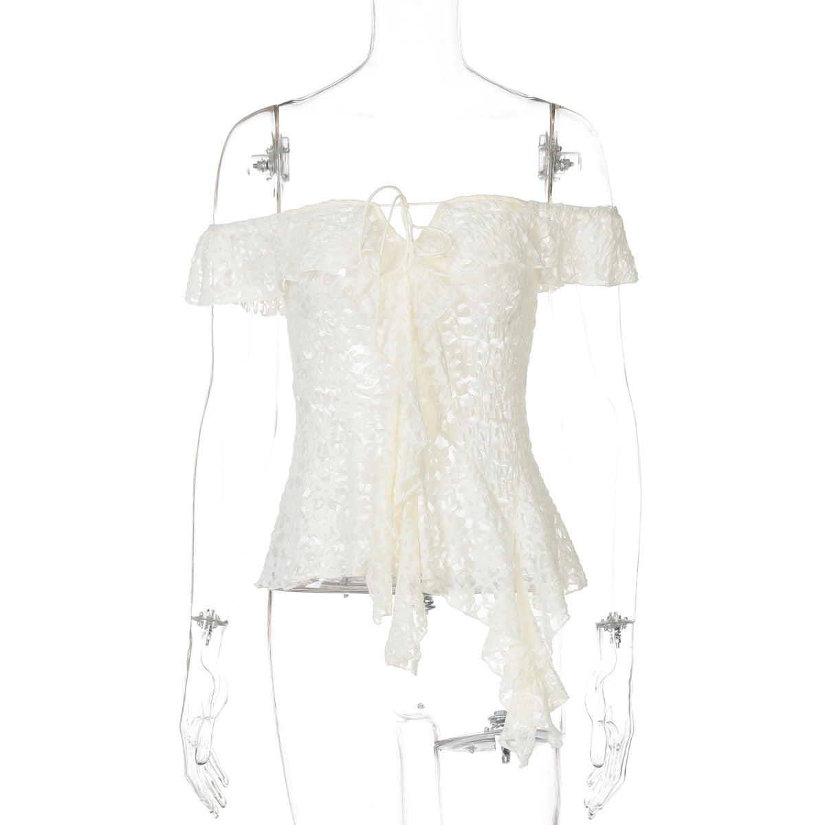 Off shoulder self tie irregular solid top  | Festival Outfits Women