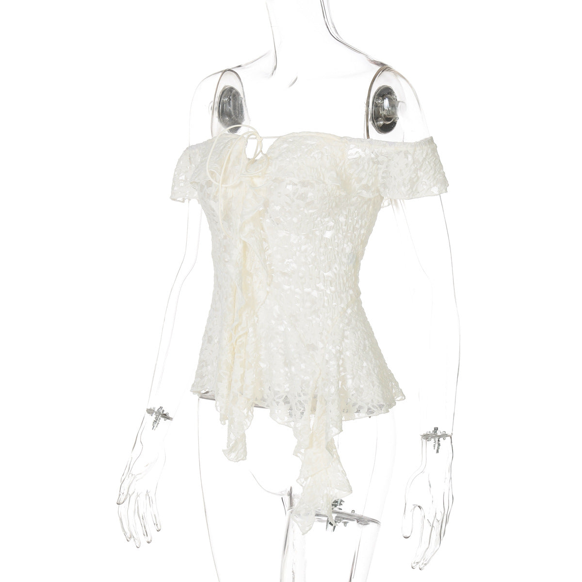 Off shoulder self tie irregular solid top  | Festival Outfits Women
