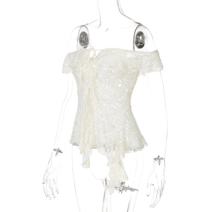 Off shoulder self tie irregular solid top  | Festival Outfits Women