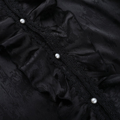 Long sleeve v neck ruffle button top  | Festival Outfits Women