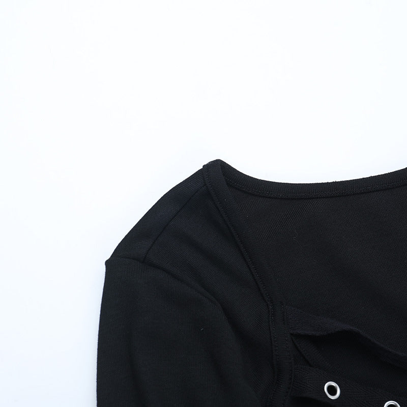 Long sleeve u neck irregular top  | Festival Outfits Women