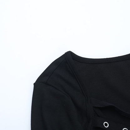 Long sleeve u neck irregular top  | Festival Outfits Women