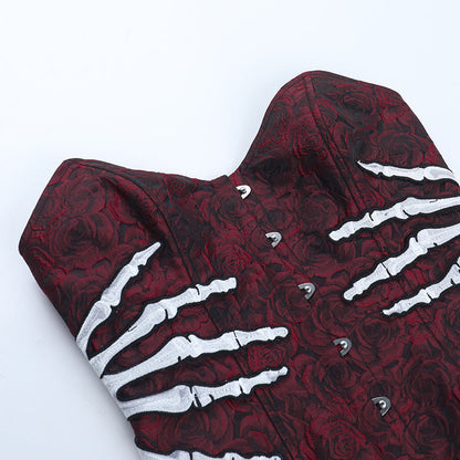 Skeleton hand pattern corset button top  | Festival Outfits Women
