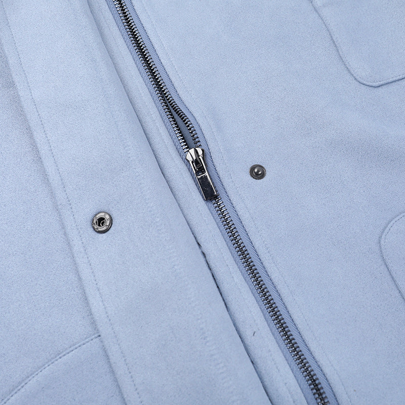 Turnover collar long sleeve zip-up button top  | Festival Outfits Women