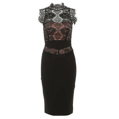 Sleeveless lace zip-up midi dress  | Festival Outfits Women