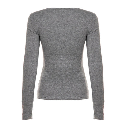 Long sleeve crewneck letter print top  | Festival Outfits Women