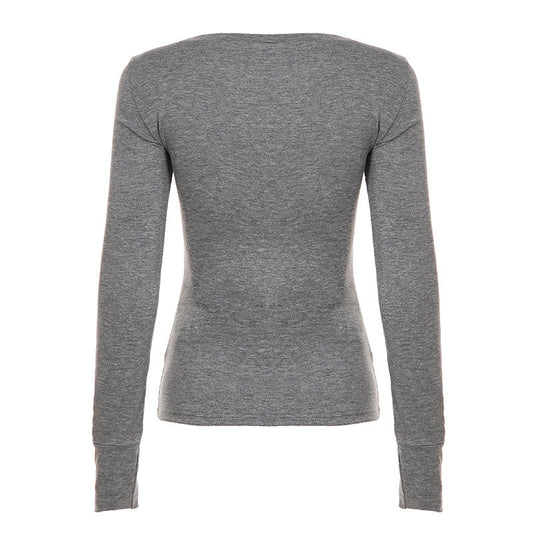 Long sleeve crewneck letter print top  | Festival Outfits Women