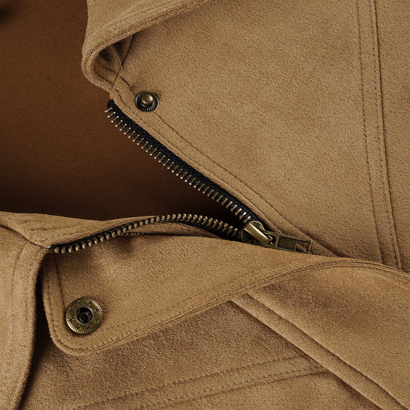 Turnover collar long sleeve zip-up coat top  | Festival Outfits Women