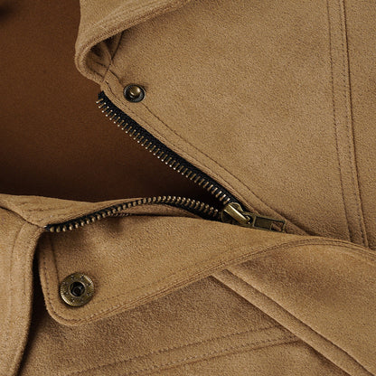 Turnover collar long sleeve zip-up coat top  | Festival Outfits Women