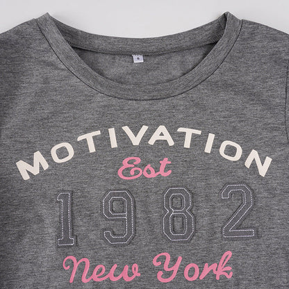 Long sleeve crewneck letter print top  | Festival Outfits Women