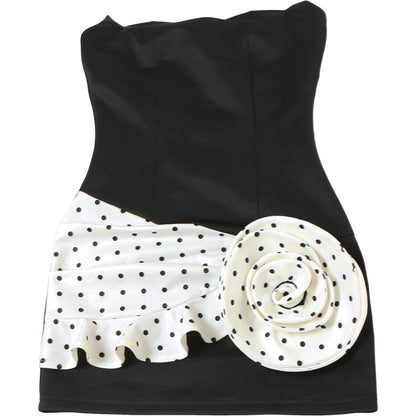 Flower applique backless polka dot mini dress  | Festival Outfits Women