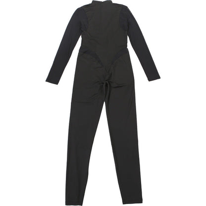 High neck long sleeve mesh patchwork jumpsuit  | Festival Outfits Women