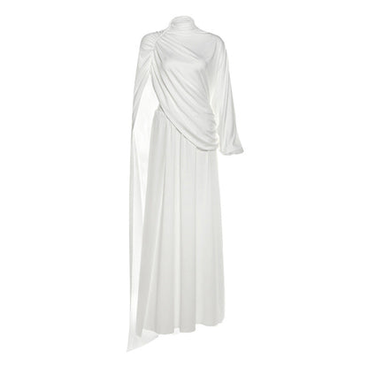 High neck ruched solid maxi skirt set  | Festival Outfits Women