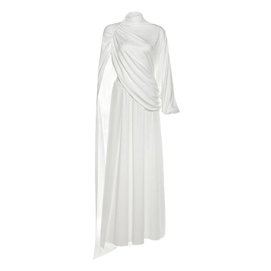 High neck ruched solid maxi skirt set  | Festival Outfits Women