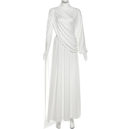 High neck ruched solid maxi skirt set  | Festival Outfits Women