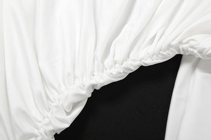 High neck ruched solid maxi skirt set  | Festival Outfits Women