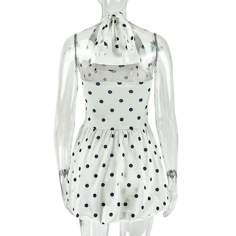 Halter polka dot backless mini dress  | Festival Outfits Women