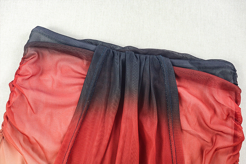 Cowl neck halter gradient backless maxi skirt set  | Festival Outfits Women