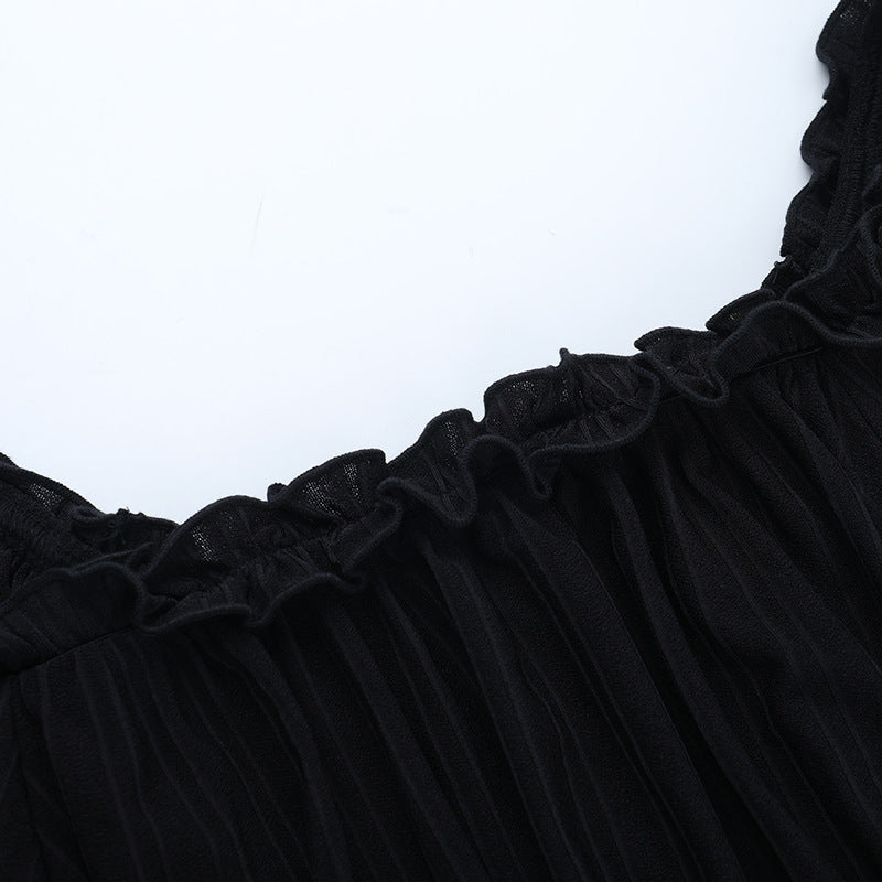Long flared sleeve ruffle lace hem top  | Festival Outfits Women
