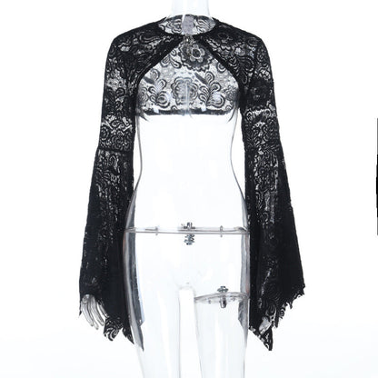 Long flared sleeve lace shrug top  | Festival Outfits Women