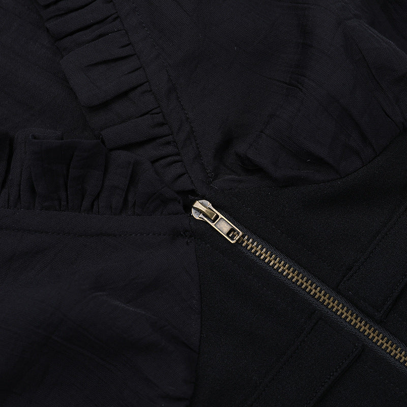 Long sleeve zip-up v neck top  | Festival Outfits Women
