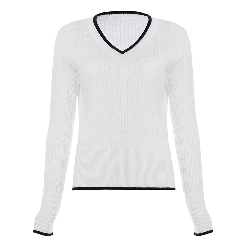 V neck long sleeve knitted top  | Festival Outfits Women