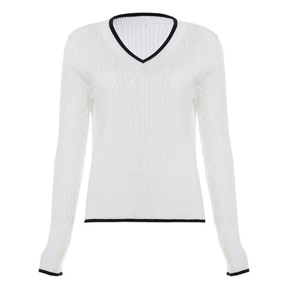 V neck long sleeve knitted top  | Festival Outfits Women