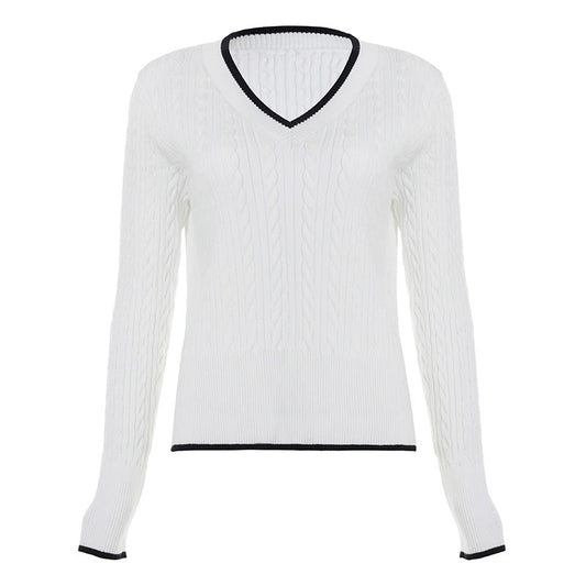 V neck long sleeve knitted top  | Festival Outfits Women