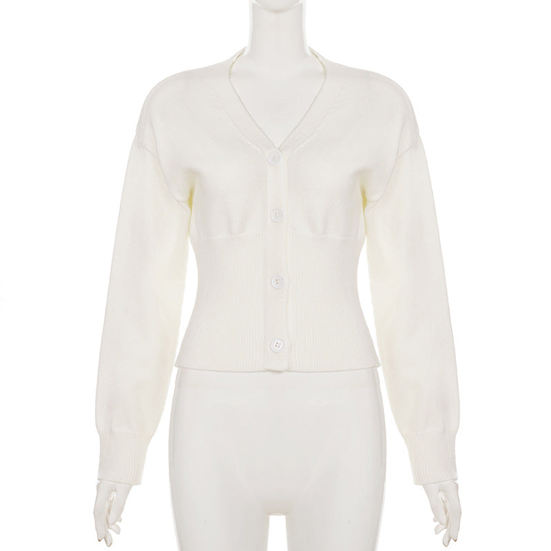 Long sleeve v neck button knitted top  | Festival Outfits Women