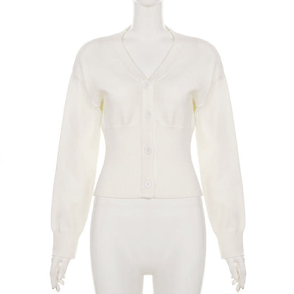 Long sleeve v neck button knitted top  | Festival Outfits Women