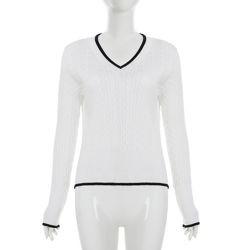 V neck long sleeve knitted top  | Festival Outfits Women