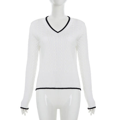 V neck long sleeve knitted top  | Festival Outfits Women